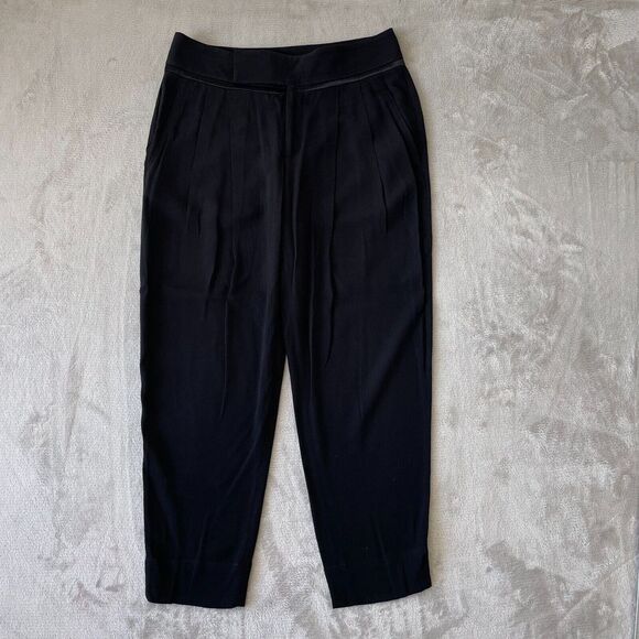 Helmut Lang Pleated Trouser Pants Women 2 Black Rayon Viscose Blend Relaxed Fit - Picture 1 of 14